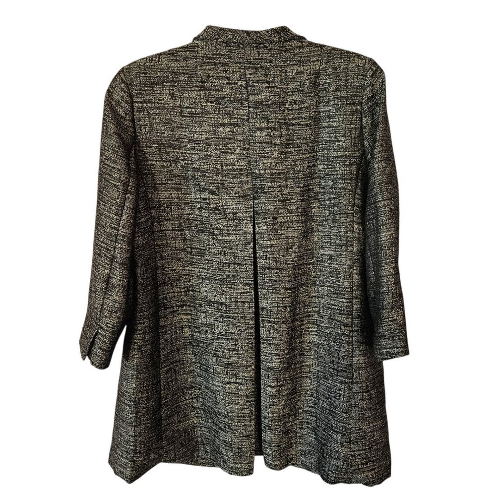 Eileen Fisher Womens Silver And Black Textured Open Blazer 3/4 Sleeves Size M - Picture 4 of 8
